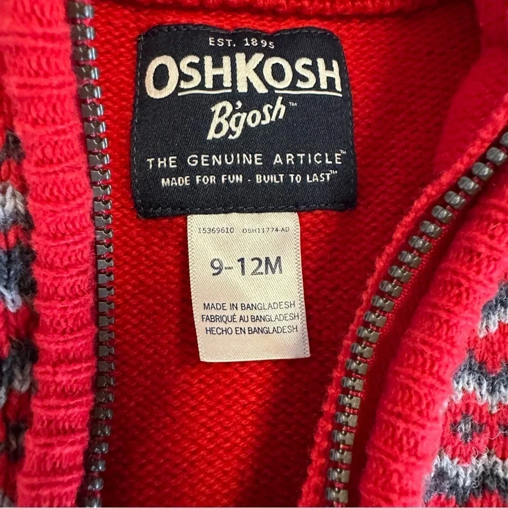 🌟3/$20🌟 Oshkosh red and gray fair isle sweater